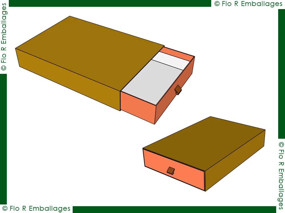 Coffret à tiroir en carton compact rigide avec fourreau coulissant sur-mesure