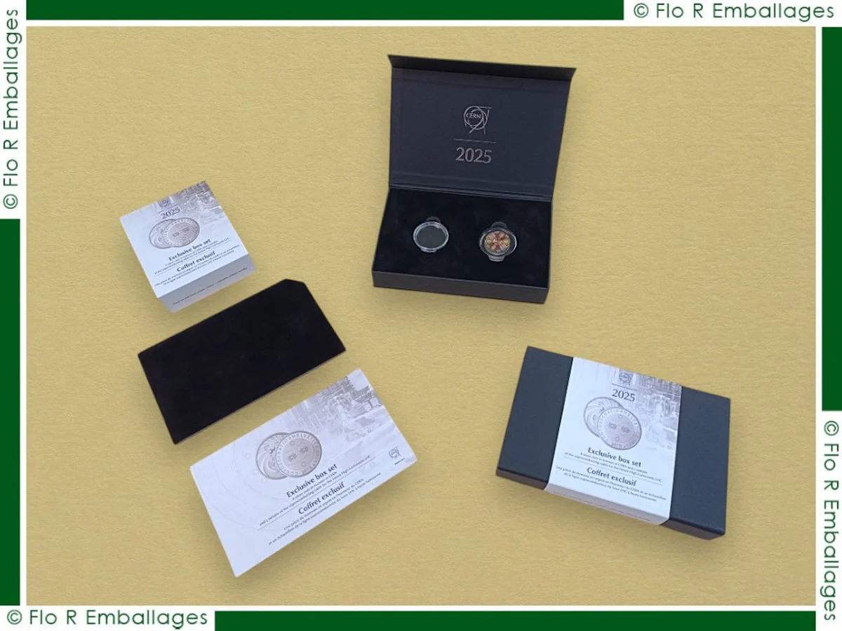 Coffret carton aimanté pour présentation de pièces de monnaie