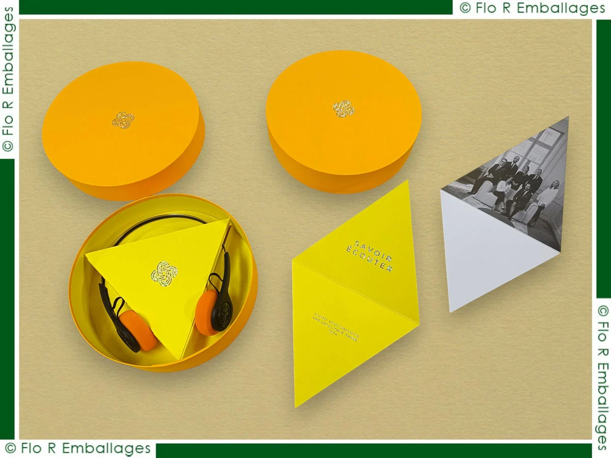 Coffret rond en carton de prestige, fabrication made in France