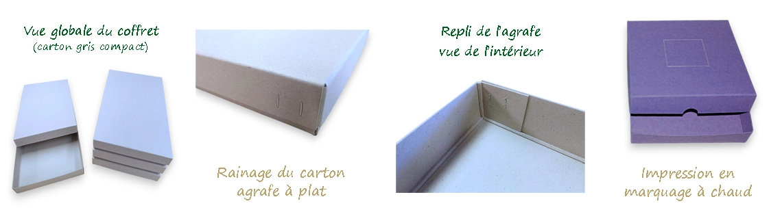 fabrication de coffrets en carton avec coins agrafés - boîtes artisanales sur mesure