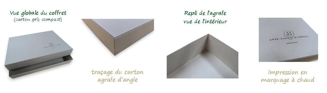 coffrets carton avec coins agrafés - fabrication artisanale et sur mesure fabrication de coffrets en carton avec coins agrafés - boîtes artisanales sur mesure