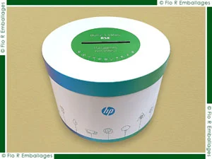 Boîte cylindrique de type urne en carton imprimé